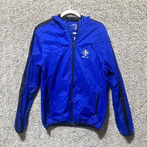 RLX Ralph Lauren Jacket Men's Medium Blue Full Zip Hooded Nylon Windbreaker